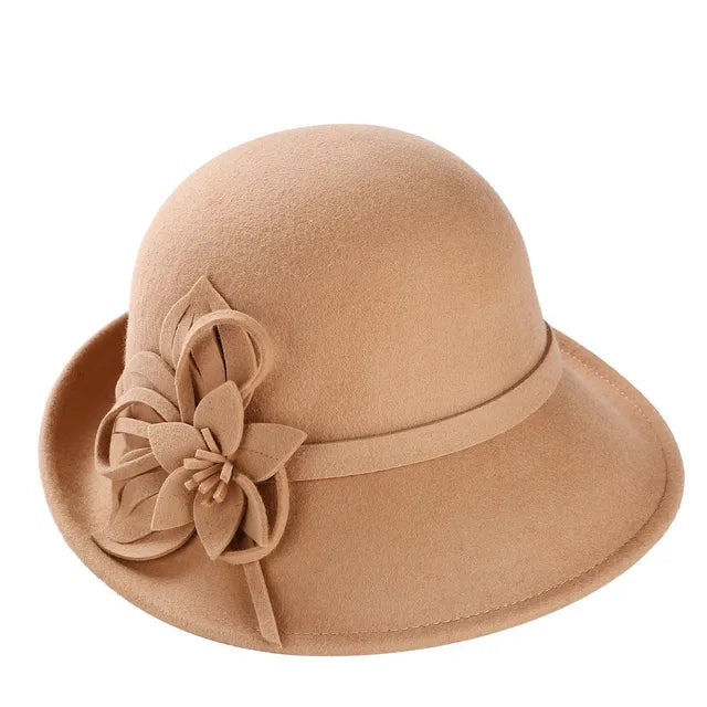 20s Wool Fascinator Cloche Hat - Beige