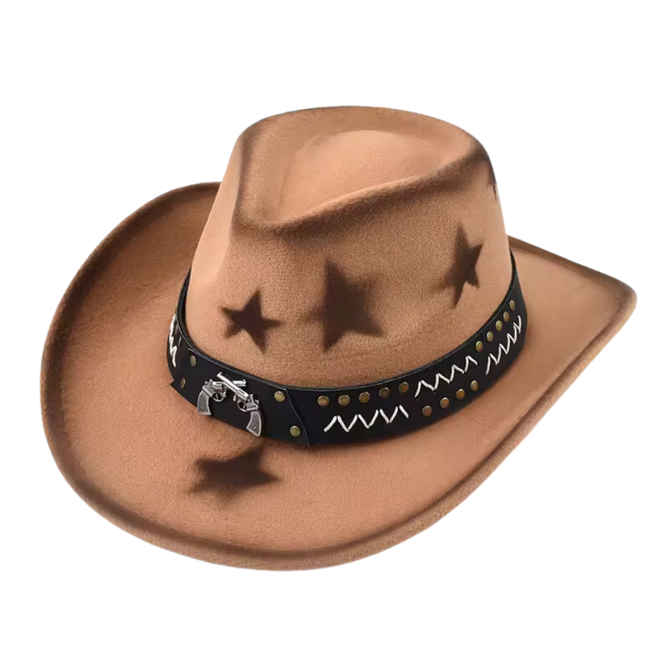 Western Star Pattern Cowboy Hat - Fushia