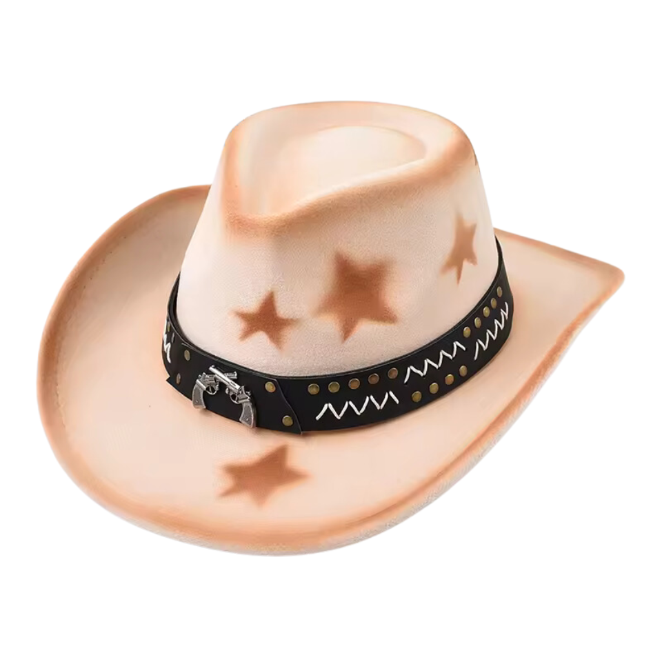 Western Star Pattern Cowboy Hat - Fushia