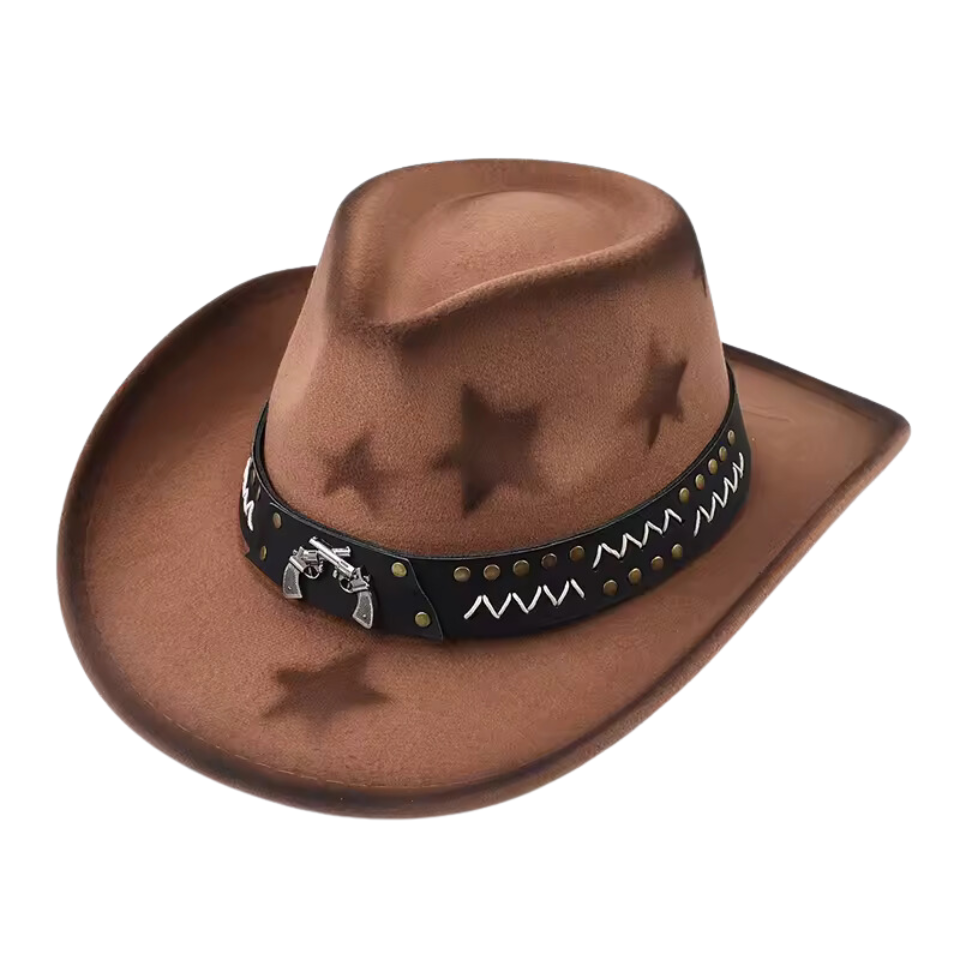 Western Star Pattern Cowboy Hat - Fushia