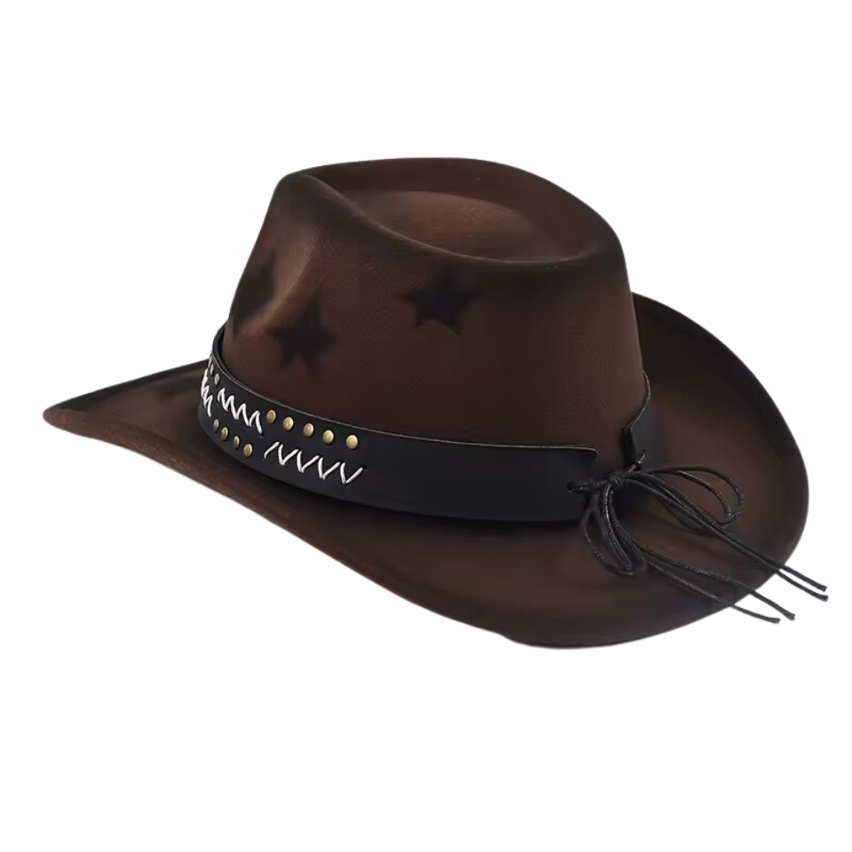 Western Star Pattern Cowboy Hat - Fushia