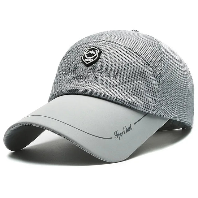 7 Panel Long Visor Mesh Baseball Cap – Gray