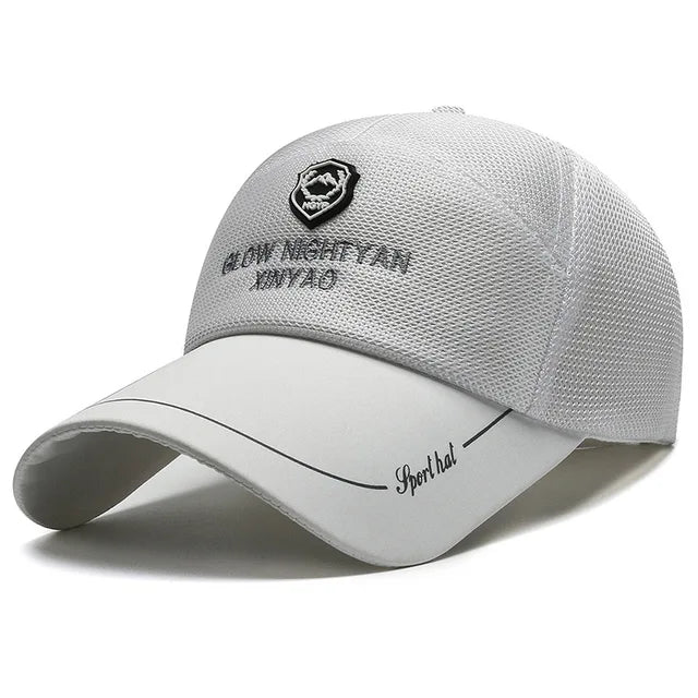 7 Panel Long Visor Mesh Baseball Cap – White
