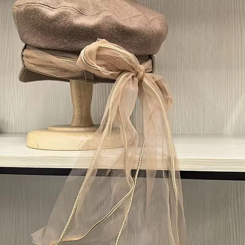 Women’s Wool Felt Newsboy Cap with Ribbon Detail