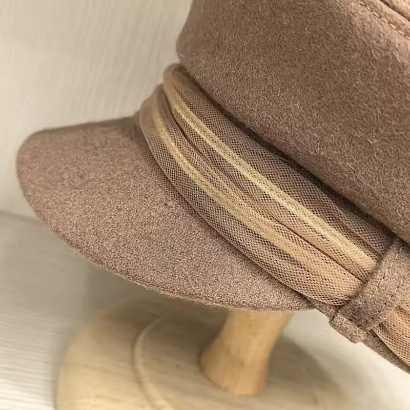 Women’s Wool Felt Newsboy Cap with Ribbon Detail