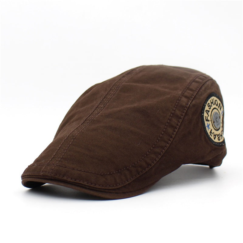 Ascot Embroidery Flat Cap - Brown