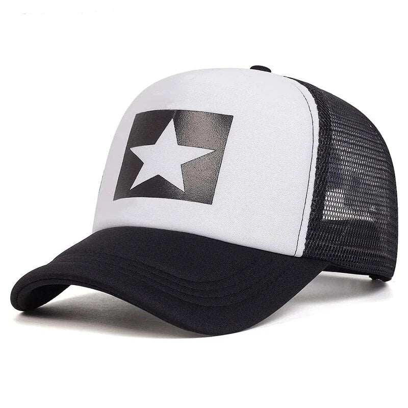 Bold Star Patch Trucker Hat - White