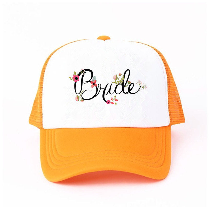 Bride Wedding Trucker Hat - Orange