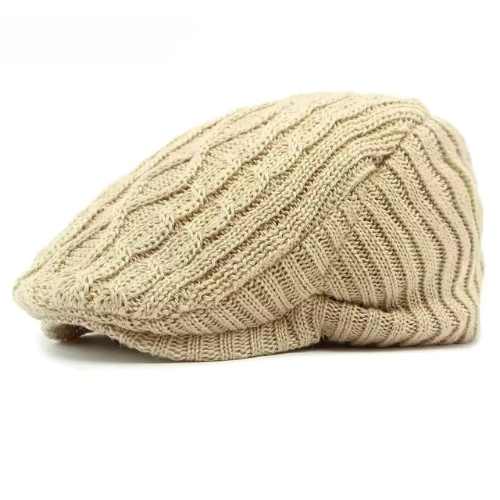 Cable Knit Flat Cap - Fushia
