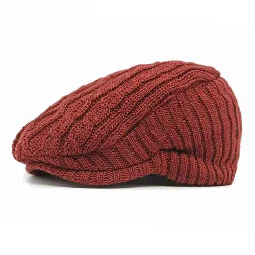 Cable Knit Flat Cap - Fushia