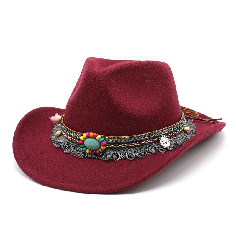 Chic Women's Cowboy Hat - Red Wine