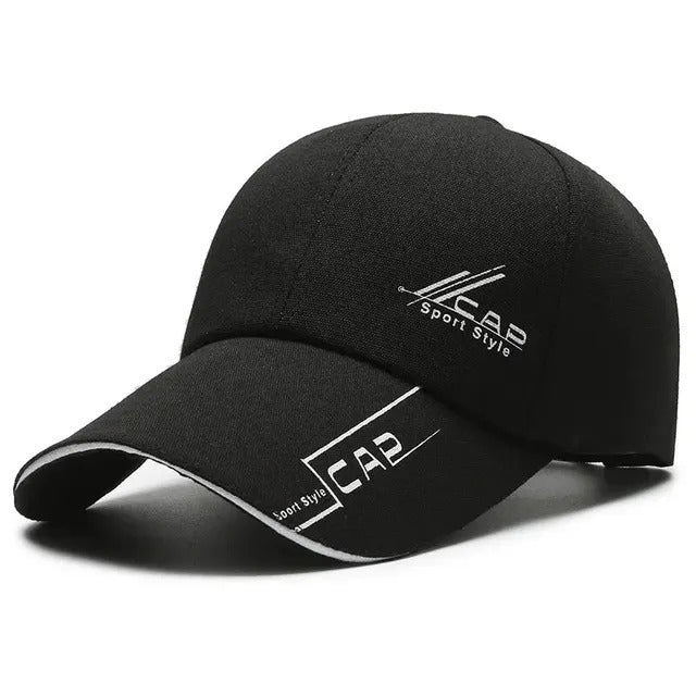 Classic Long Brim Baseball Cap – Black