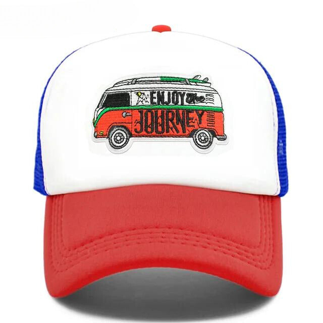 Classic Road Trip Trucker Hat - Red Blue