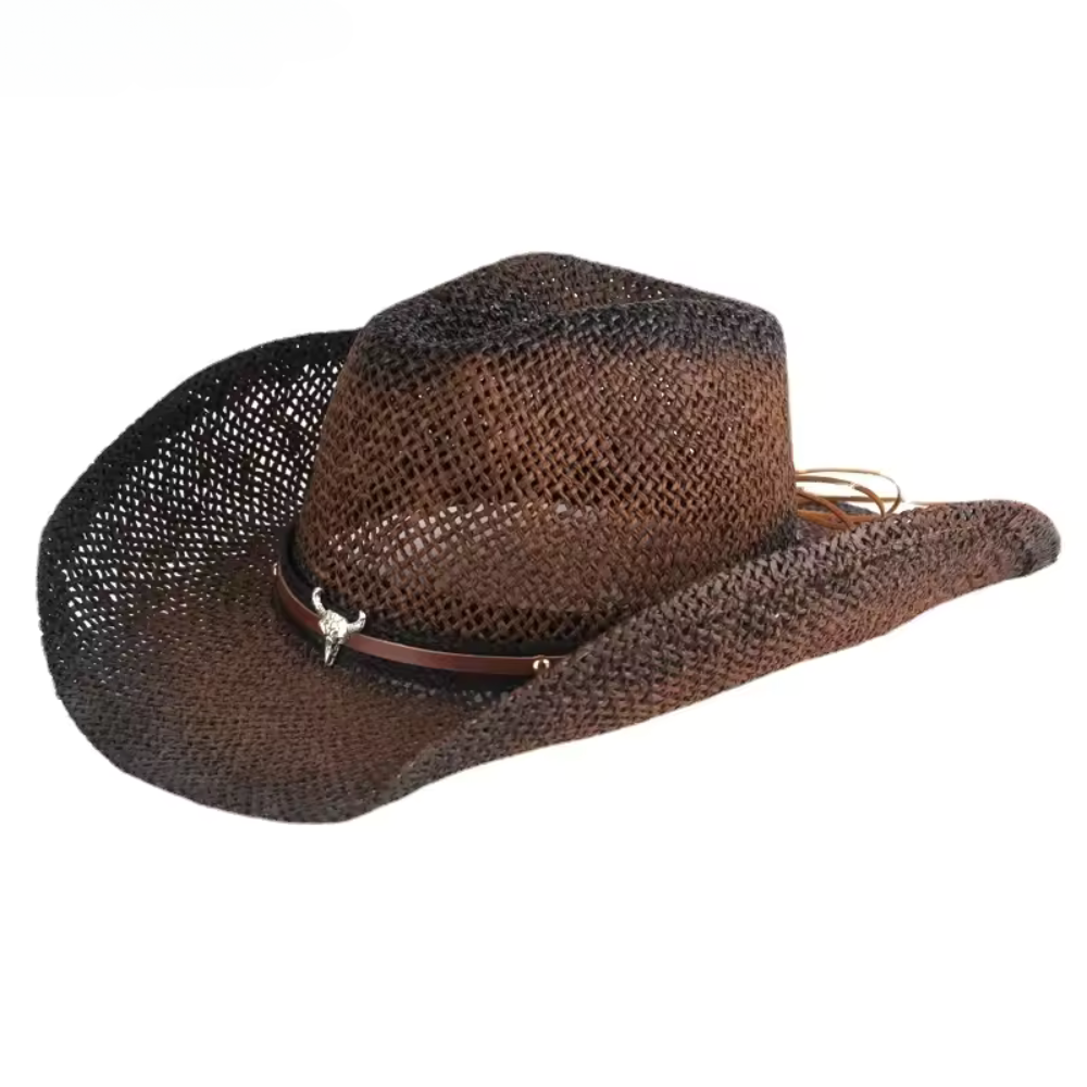 Classic Western Straw Cowboy Hat - Brown