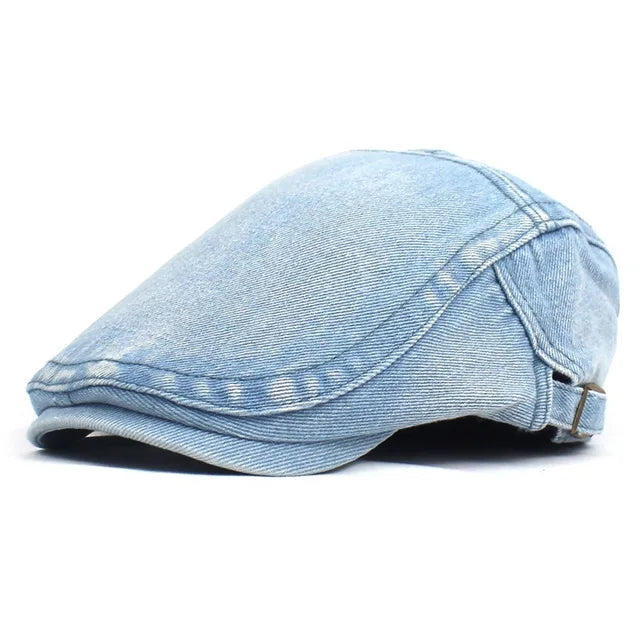 Denim Ivy Flat Cap - Light Blue