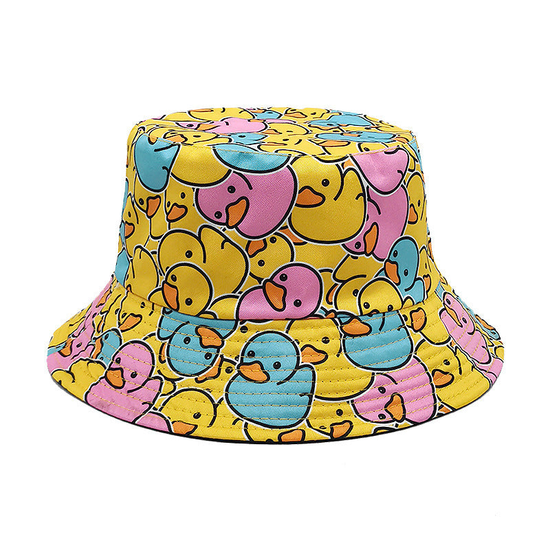 Duck Pattern Bucket Hat – Fluorescent Yellow