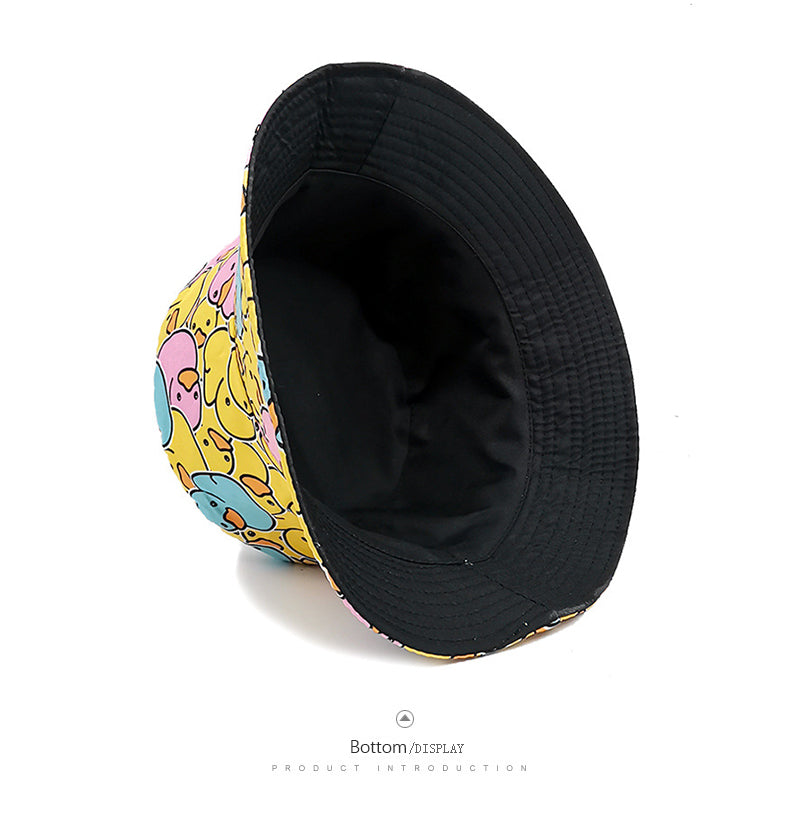 Duck Pattern Bucket Hat – Fluorescent Yellow bottom display