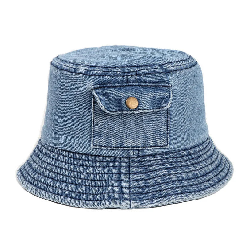 Elegant Denim Bucket Hat for Women - White Denim