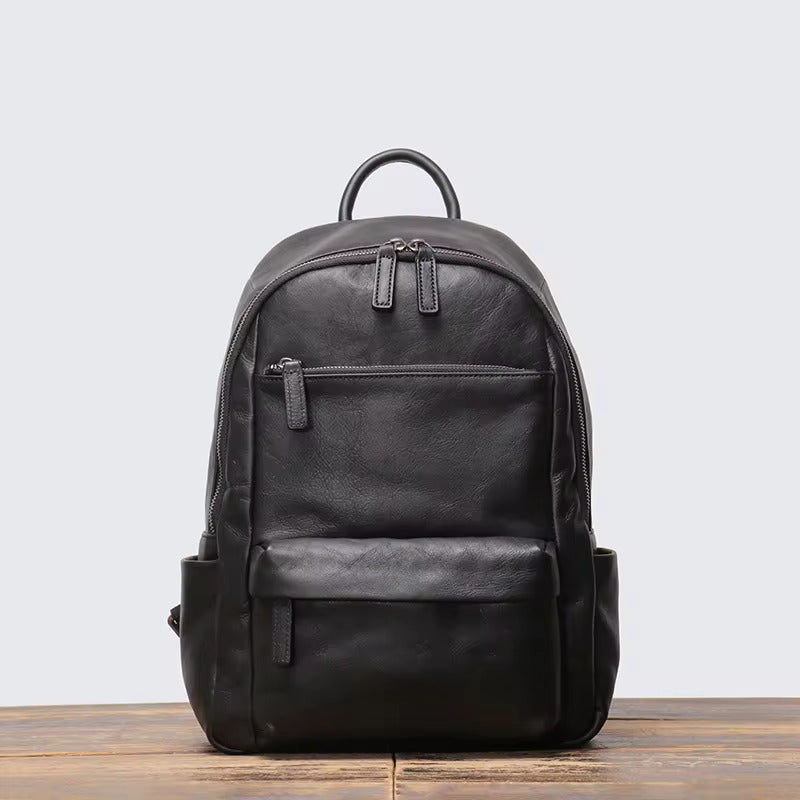Elite Voyager Geniune Leather Backpack - Black