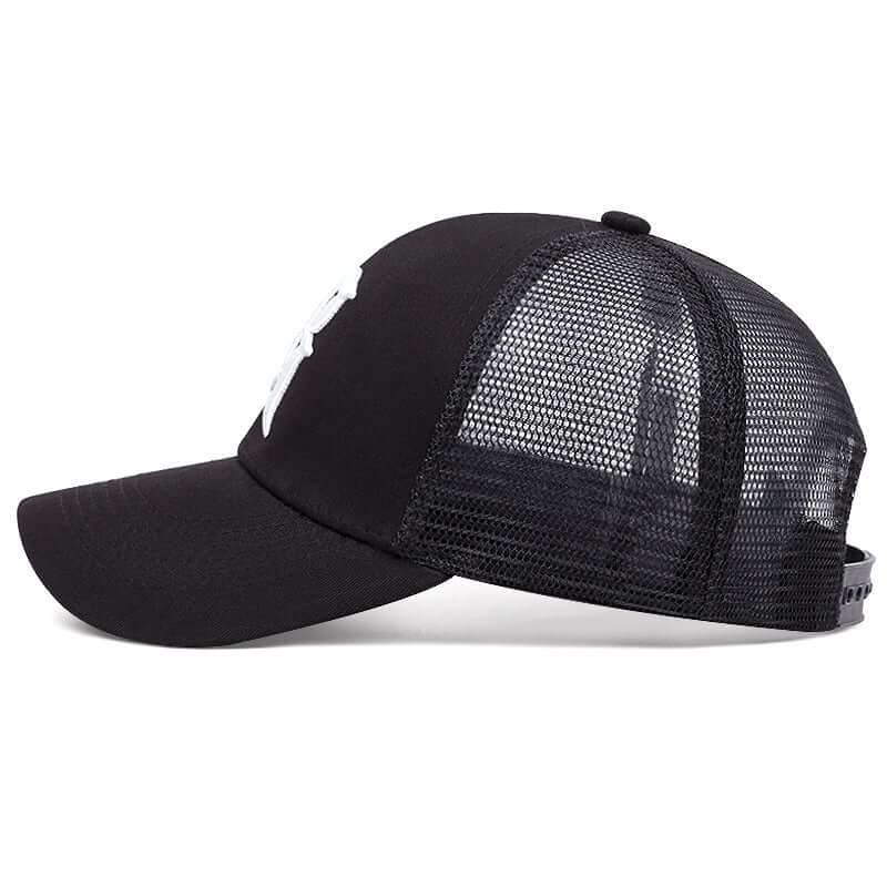 Embroidered Letter R Trucker Hat - Side
