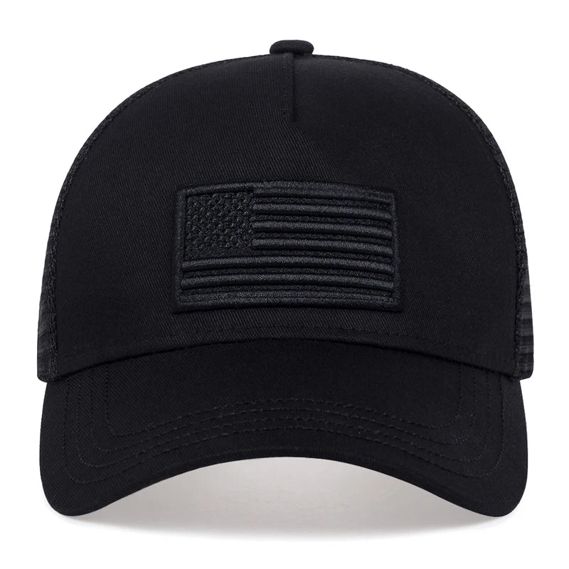 Embroidered USA Flag Trucker Hat - Front