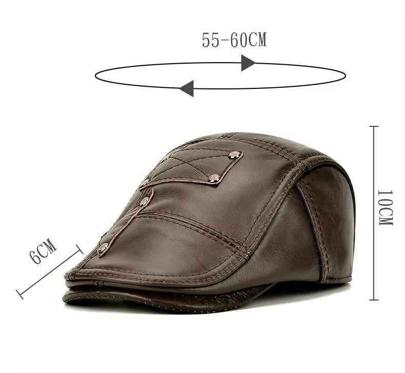 The Prestige Geniune Cowhide Leather Flat Cap - Fushia