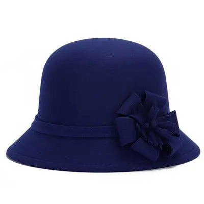 Classic Cloche Hat with Flower Knot - Fushia