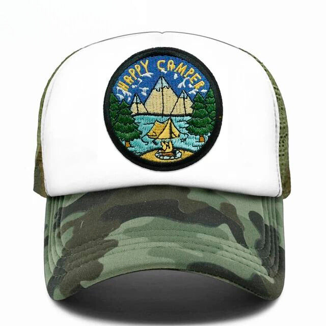 Happy Camper Mesh Trucker Hat - Camouflage