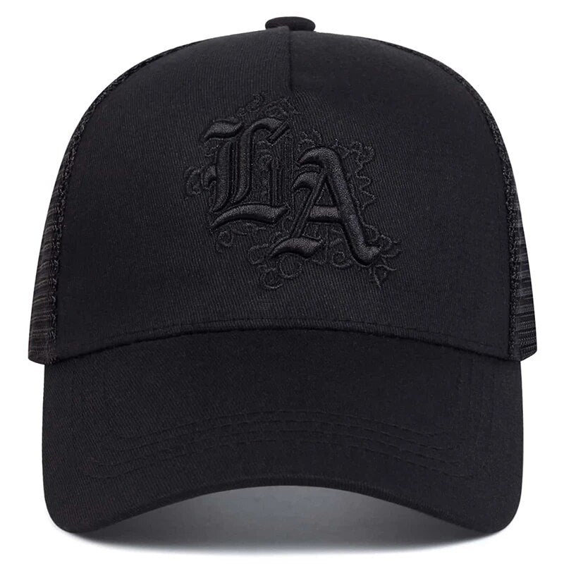 LA Embroidered Trucker Hat - Front