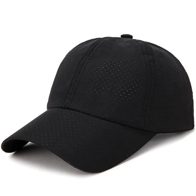 Lightweight Perforated Sports Cap – Black