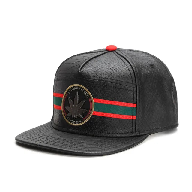 Luxury Snakeskin Snapback Hat - Black