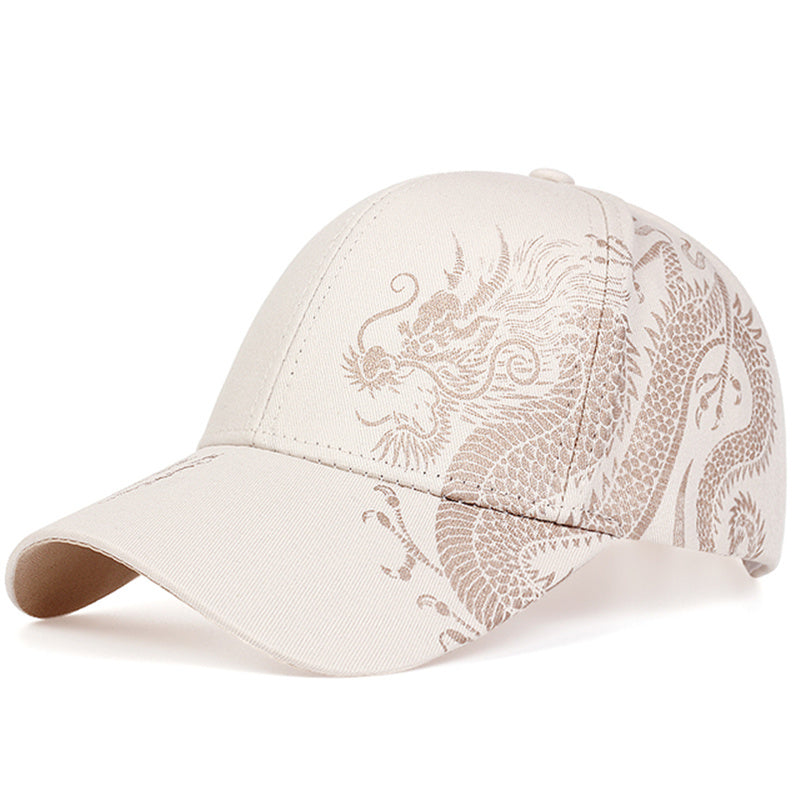 Mystic Dragon Printed Baseball Cap - Beige