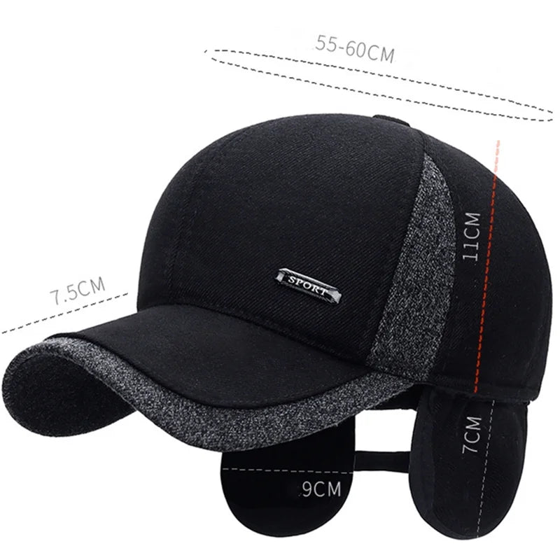 Wool Baseball Cap with Ear Flaps - Fushia