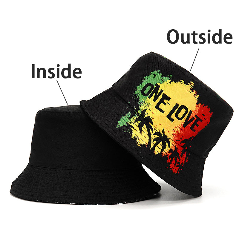 One Love Rasta Bucket Hat - Inside Outside