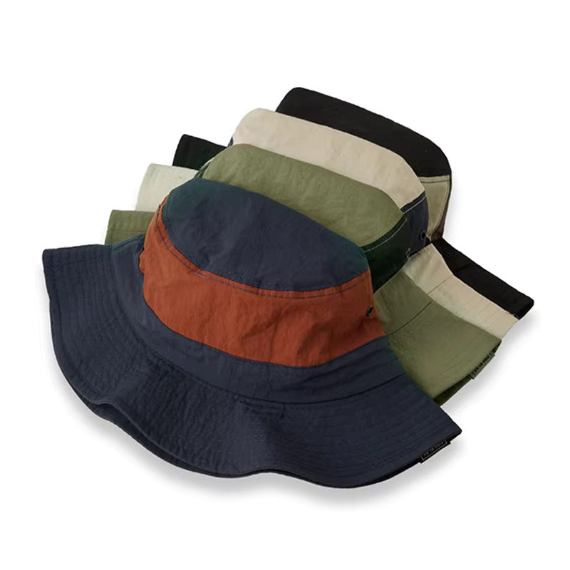 Outdoor Chin Strap Bucket Hat – 4 colors lying on together