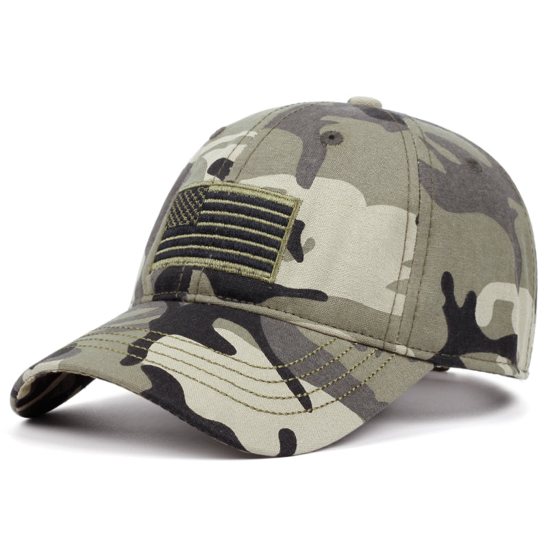 Patriotic American Flag Embroidered Trucker - Camouflage