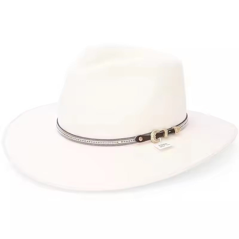 Premium Australian Wool Wide-Brim Fedora Hat - White