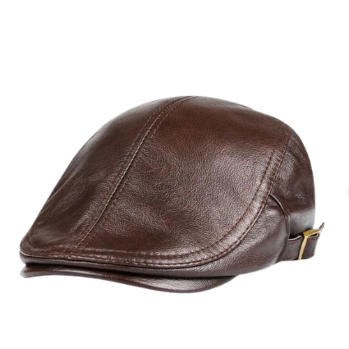 Premium Genuine Leather Flat Ivy Cap - Brown