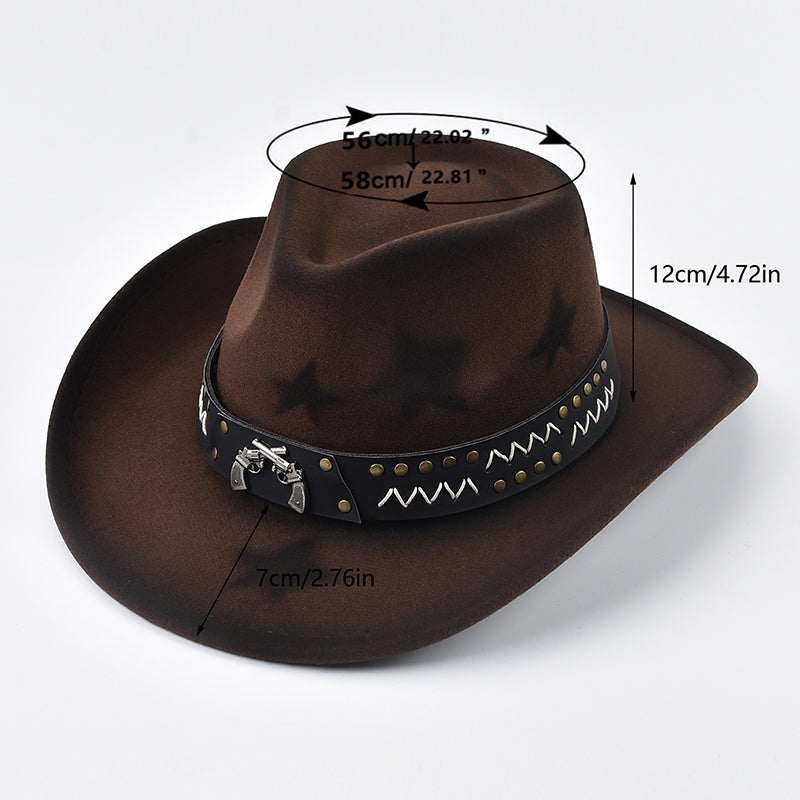 Western Star Pattern Cowboy Hat - Fushia