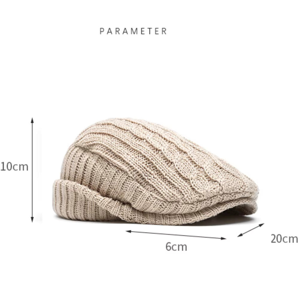 Cable Knit Flat Cap - Fushia