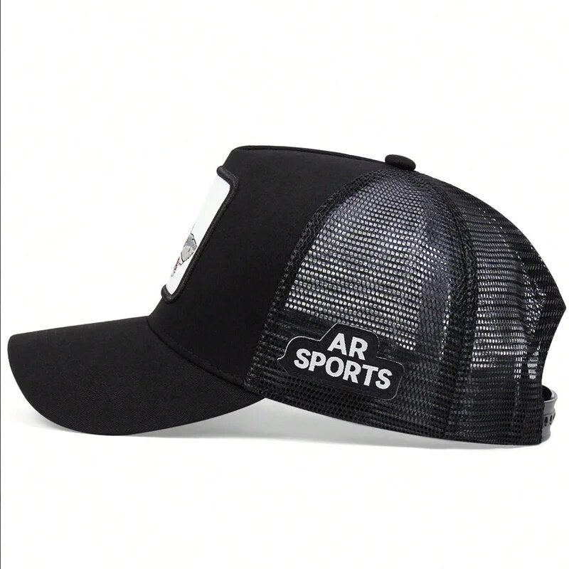 Embroidered Shark Patch Trucker Hat - Fushia