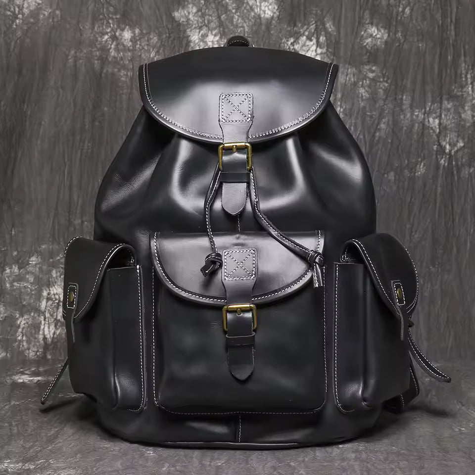 Rustic Nomad Leather Backpack - Fushia