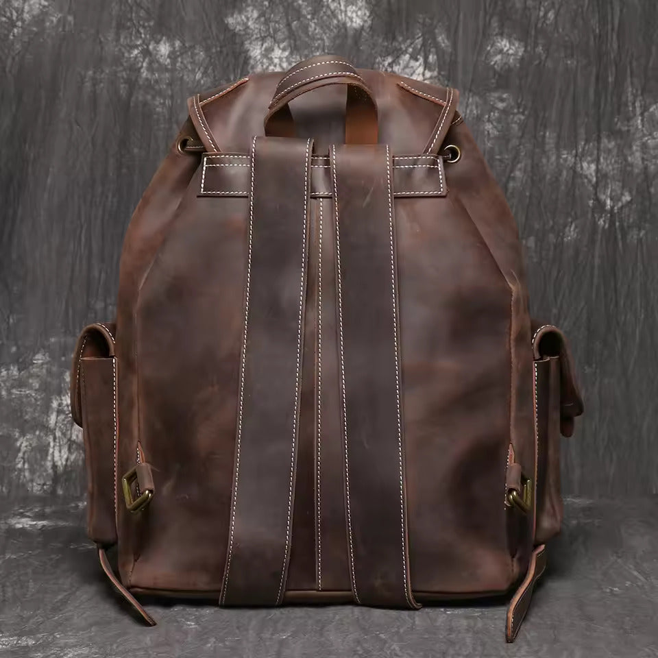 Rustic Nomad Leather Backpack - Fushia