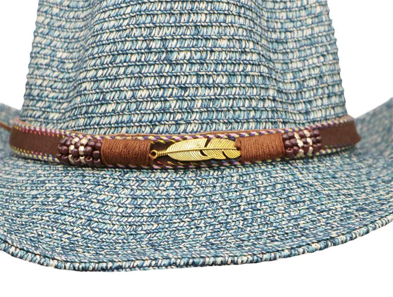 Breathable Straw Western Cowboy Hat - Fushia