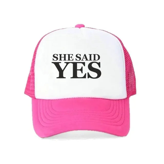 She Said Yes Proposal Trucker Hat - Hot Pink