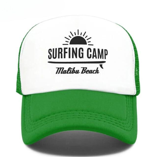 Sunset Beach Surfing Camp Trucker Hat - Green