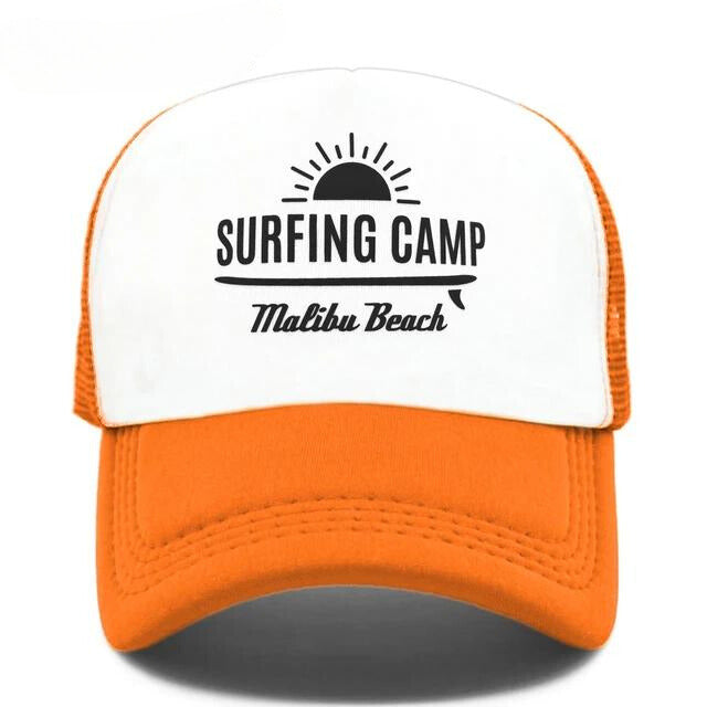Sunset Beach Surfing Camp Trucker Hat - Orange