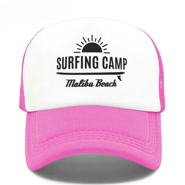 Sunset Beach Surfing Camp Trucker Hat - Pink