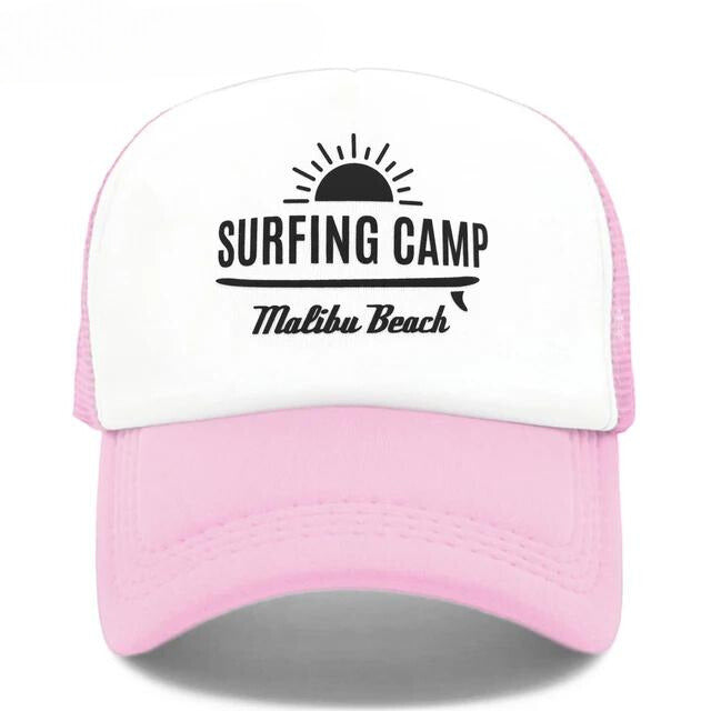 Sunset Beach Surfing Camp Trucker Hat - Rose