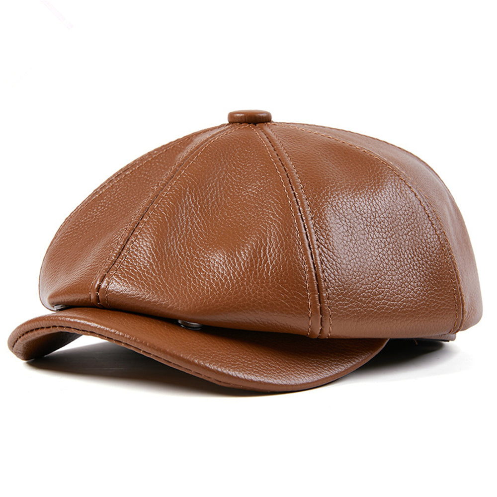 The Legacy Genuine Leather Newsboy Cap - Brown